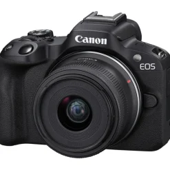 Canon Interchangeable Lens Cameras | Mirrorless Cameras Only | EOS R50 Mirrorless Camera with 18-45mm Lens (Black