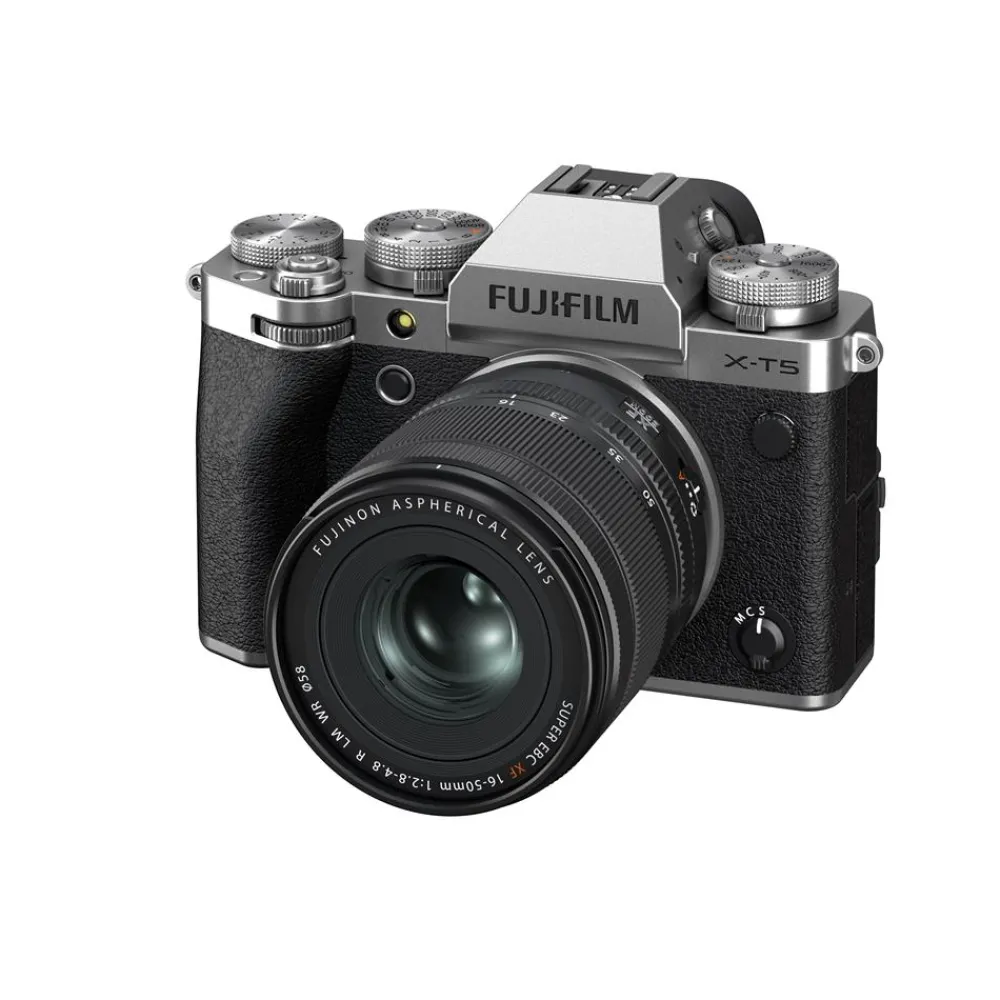 Fujifilm Interchangeable Lens Cameras | Mirrorless Cameras Only | X-T5 Bundle with XF16-50mm f2.8-4 LM WR lens kit Silver + Lexar 128GB 1667x Card + NPW235
