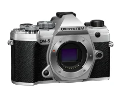 OM System Interchangeable Lens Cameras | Mirrorless Cameras Only | OM-5 MIRRORLESS CAMERA BODY SILVER + BLS-50 Battery +128 1667x Card