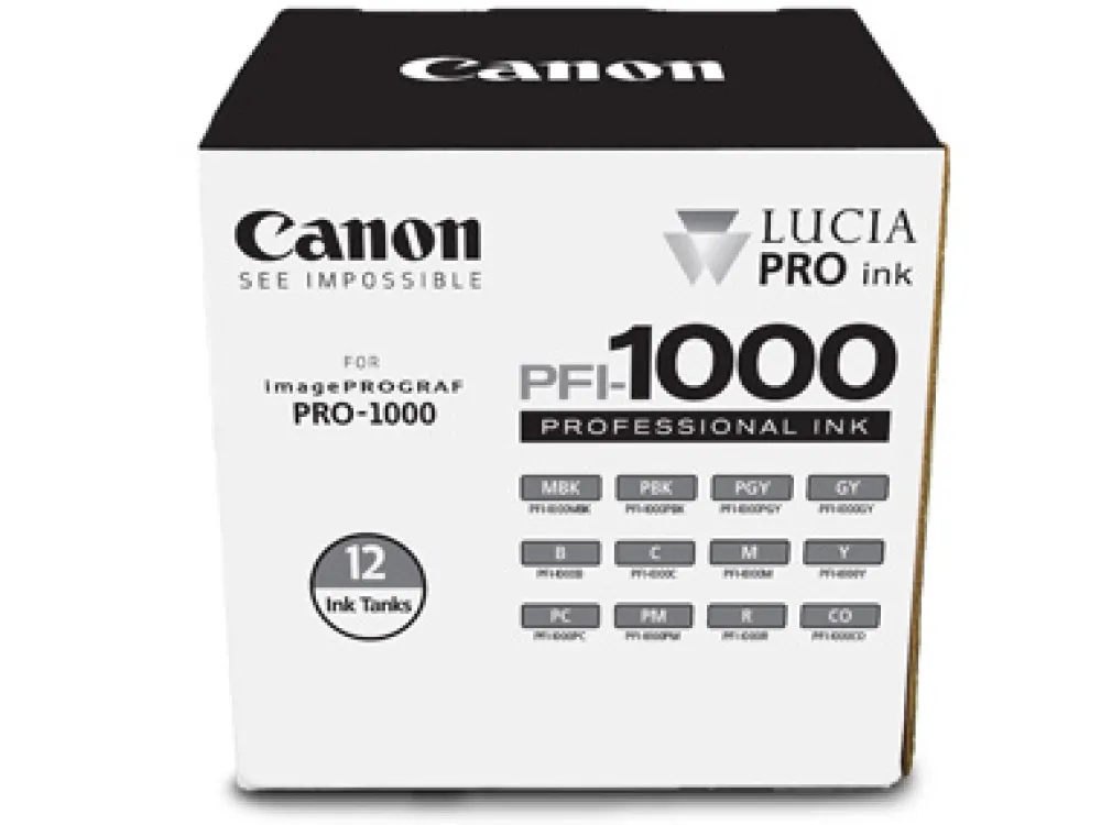 Canon Ink: Pro Printers | PFI-1000 Lucia Pro Set of 12 Ink Tanks 80ml