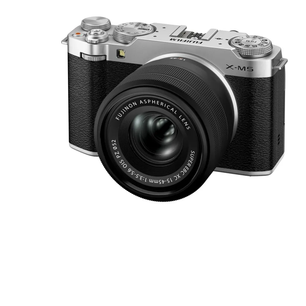Fujifilm Interchangeable Lens Cameras | Mirrorless Cameras Only | X-M5 w/ XC15-45mmF3.5-5.6 OIS PZ Lens Kit Silver