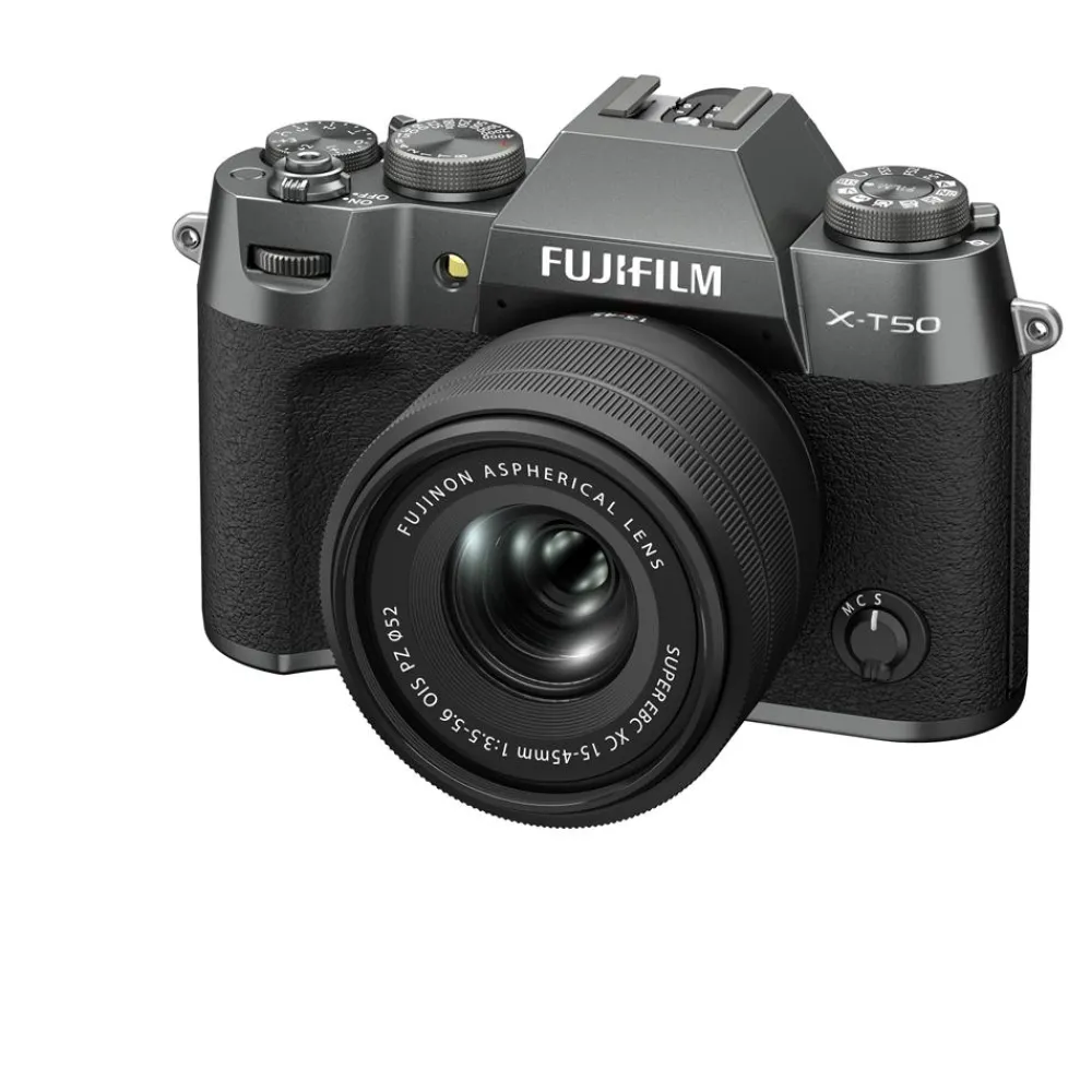 Fujifilm Interchangeable Lens Cameras | Mirrorless Cameras Only | X-T50 Camera with XC15-45 lens Charcoal Silver
