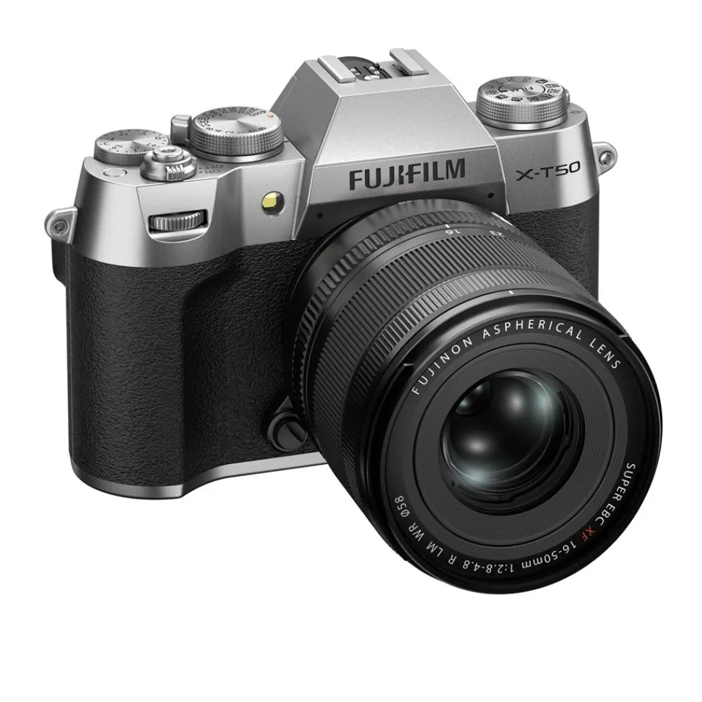 Fujifilm Interchangeable Lens Cameras | Mirrorless Cameras Only | X-T50 Mirrorless Camera with XF 16-50 Silver